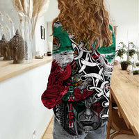 Aztec Warrior Mexican Women Casual Shirt Aztec Calendar Coat of Arms