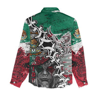 Aztec Warrior Mexican Women Casual Shirt Aztec Calendar Coat of Arms
