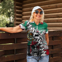 Aztec Warrior Mexican Women Polo Shirt Aztec Calendar Coat of Arms