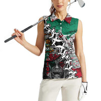 Aztec Warrior Mexican Women Sleeveless Polo Shirt Aztec Calendar Coat of Arms