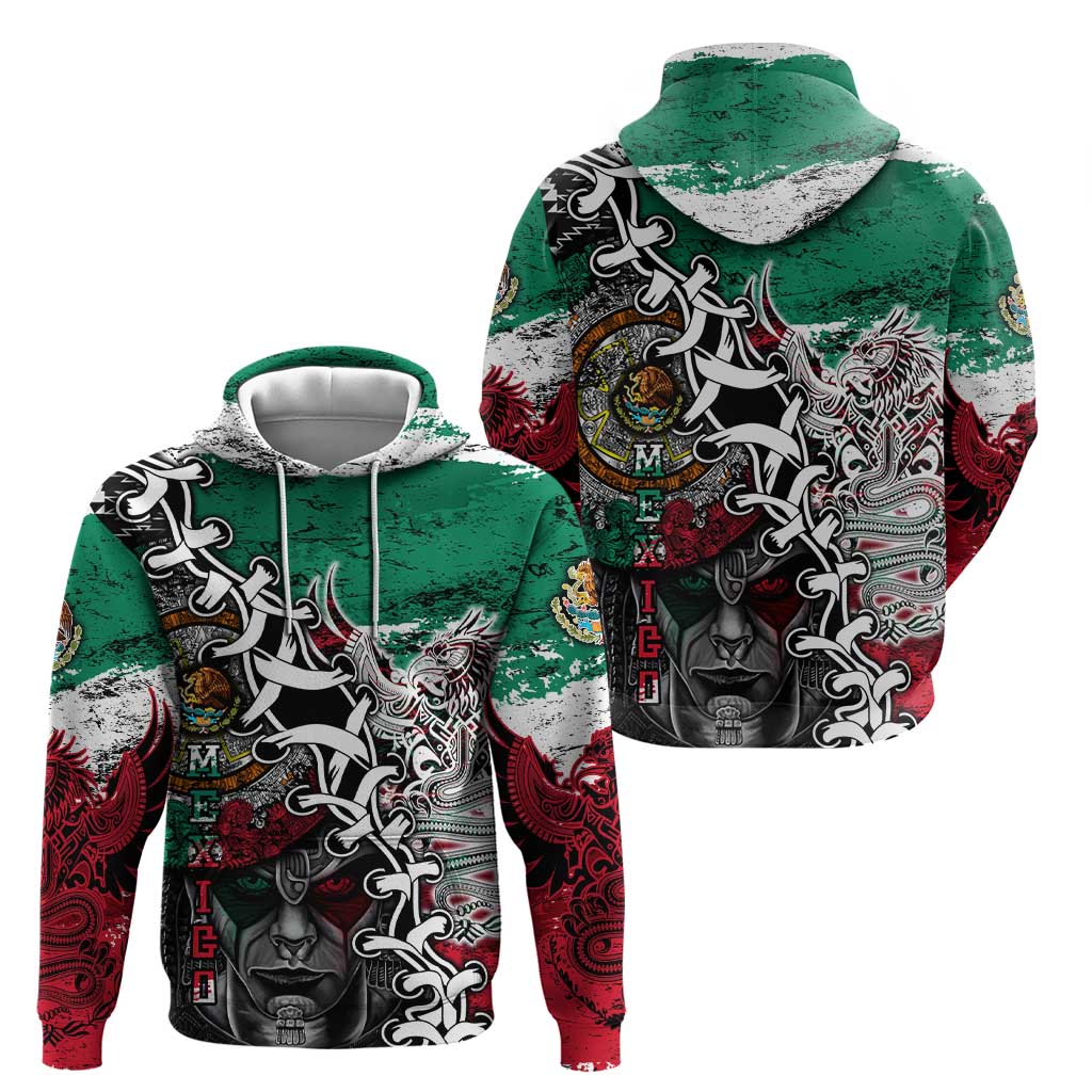 Aztec Warrior Mexican Zip Hoodie Aztec Calendar Coat of Arms