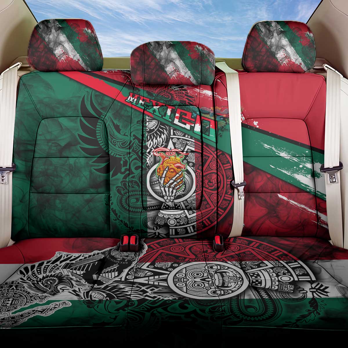 My Home My Blood Mexico Back Car Seat Cover Mexican Map Aztec