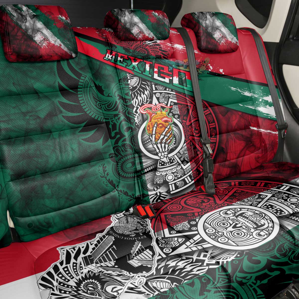 My Home My Blood Mexico Back Car Seat Cover Mexican Map Aztec