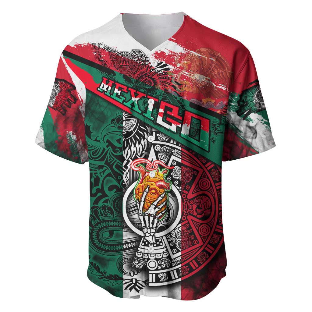 My Home My Blood Mexico Baseball Jersey Mexican Map Aztec
