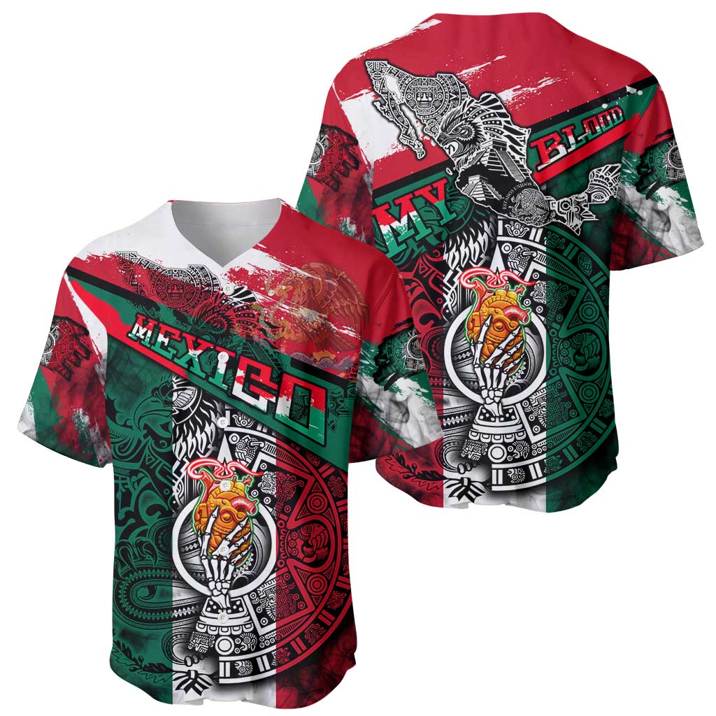 My Home My Blood Mexico Baseball Jersey Mexican Map Aztec