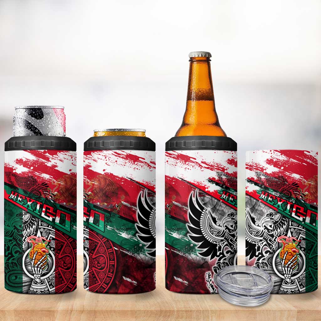 My Home My Blood Mexico 4 in 1 Can Cooler Tumbler Mexican Map Aztec