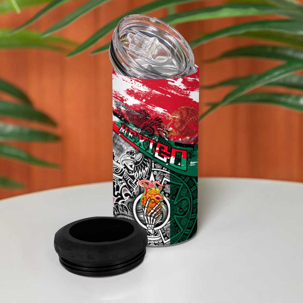 My Home My Blood Mexico 4 in 1 Can Cooler Tumbler Mexican Map Aztec