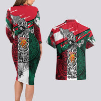 My Home My Blood Mexico Couples Matching Long Sleeve Bodycon Dress and Hawaiian Shirt Mexican Map Aztec
