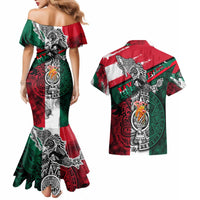 My Home My Blood Mexico Couples Matching Mermaid Dress and Hawaiian Shirt Mexican Map Aztec