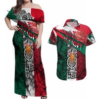 My Home My Blood Mexico Couples Matching Off Shoulder Maxi Dress and Hawaiian Shirt Mexican Map Aztec