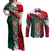 My Home My Blood Mexico Couples Matching Off Shoulder Maxi Dress and Long Sleeve Button Shirt Mexican Map Aztec