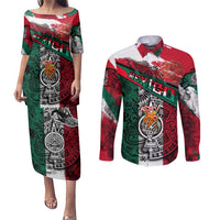My Home My Blood Mexico Couples Matching Puletasi and Long Sleeve Button Shirt Mexican Map Aztec