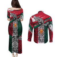 My Home My Blood Mexico Couples Matching Puletasi and Long Sleeve Button Shirt Mexican Map Aztec