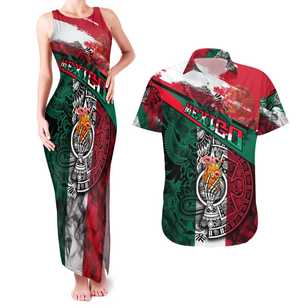 My Home My Blood Mexico Couples Matching Tank Maxi Dress and Hawaiian Shirt Mexican Map Aztec