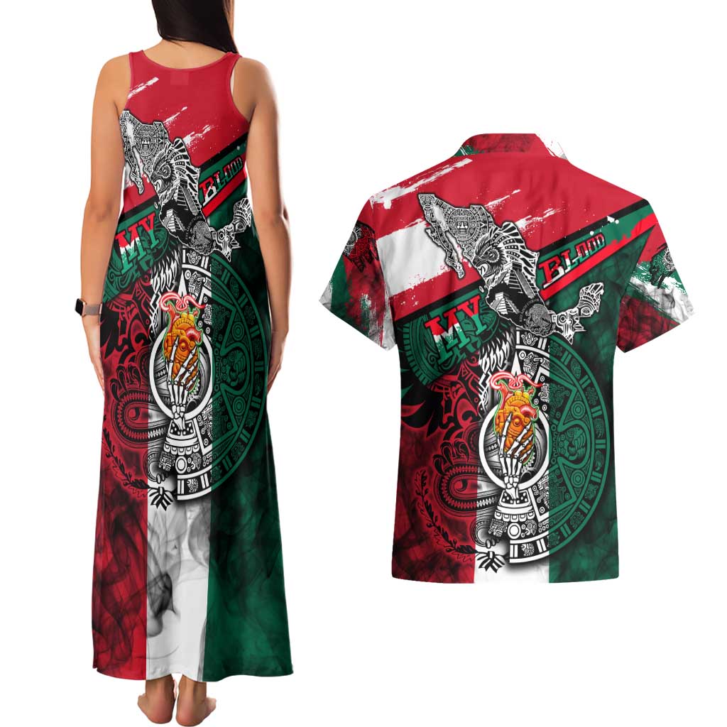 My Home My Blood Mexico Couples Matching Tank Maxi Dress and Hawaiian Shirt Mexican Map Aztec