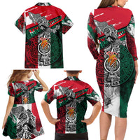 My Home My Blood Mexico Family Matching Long Sleeve Bodycon Dress and Hawaiian Shirt Mexican Map Aztec
