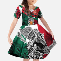 My Home My Blood Mexico Family Matching Off The Shoulder Long Sleeve Dress and Hawaiian Shirt Mexican Map Aztec
