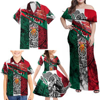 My Home My Blood Mexico Family Matching Off Shoulder Maxi Dress and Hawaiian Shirt Mexican Map Aztec