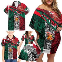 My Home My Blood Mexico Family Matching Off Shoulder Short Dress and Hawaiian Shirt Mexican Map Aztec