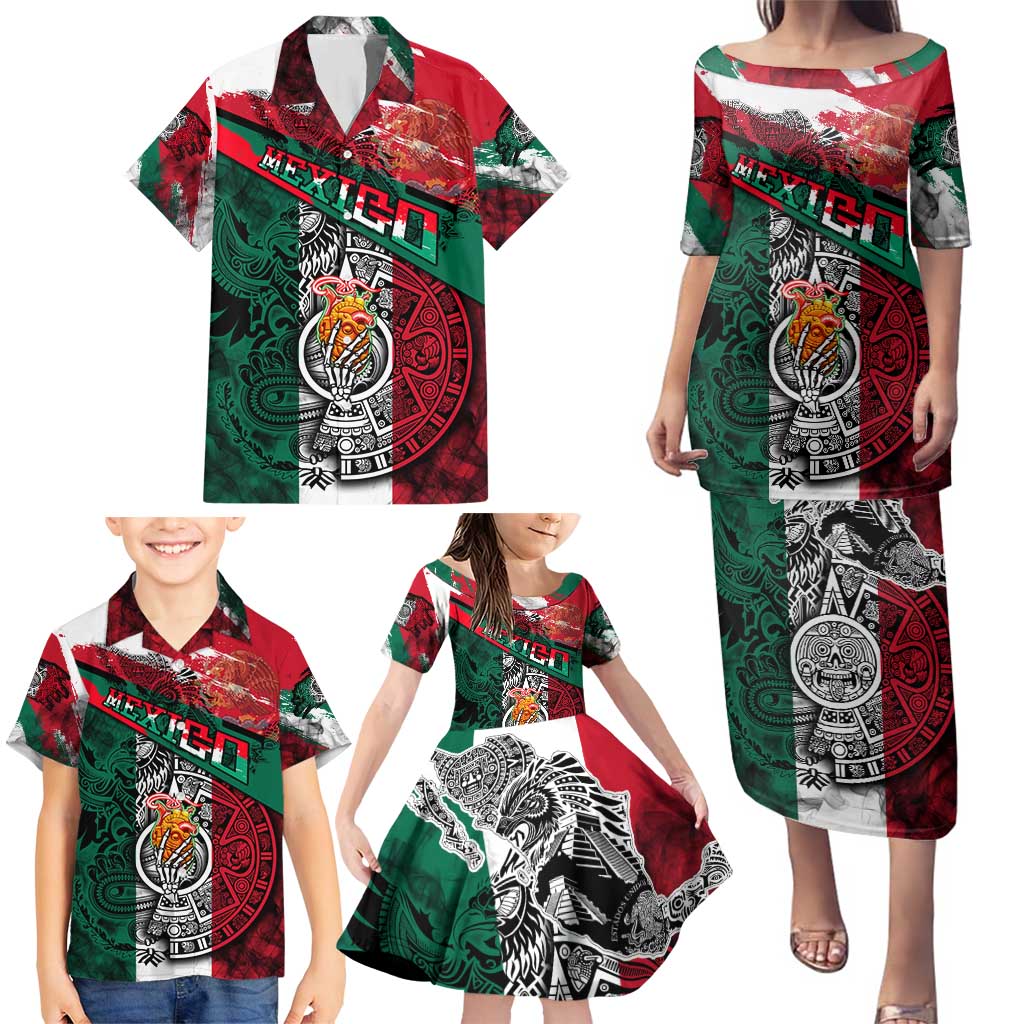 My Home My Blood Mexico Family Matching Puletasi and Hawaiian Shirt Mexican Map Aztec