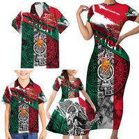 My Home My Blood Mexico Family Matching Short Sleeve Bodycon Dress and Hawaiian Shirt Mexican Map Aztec