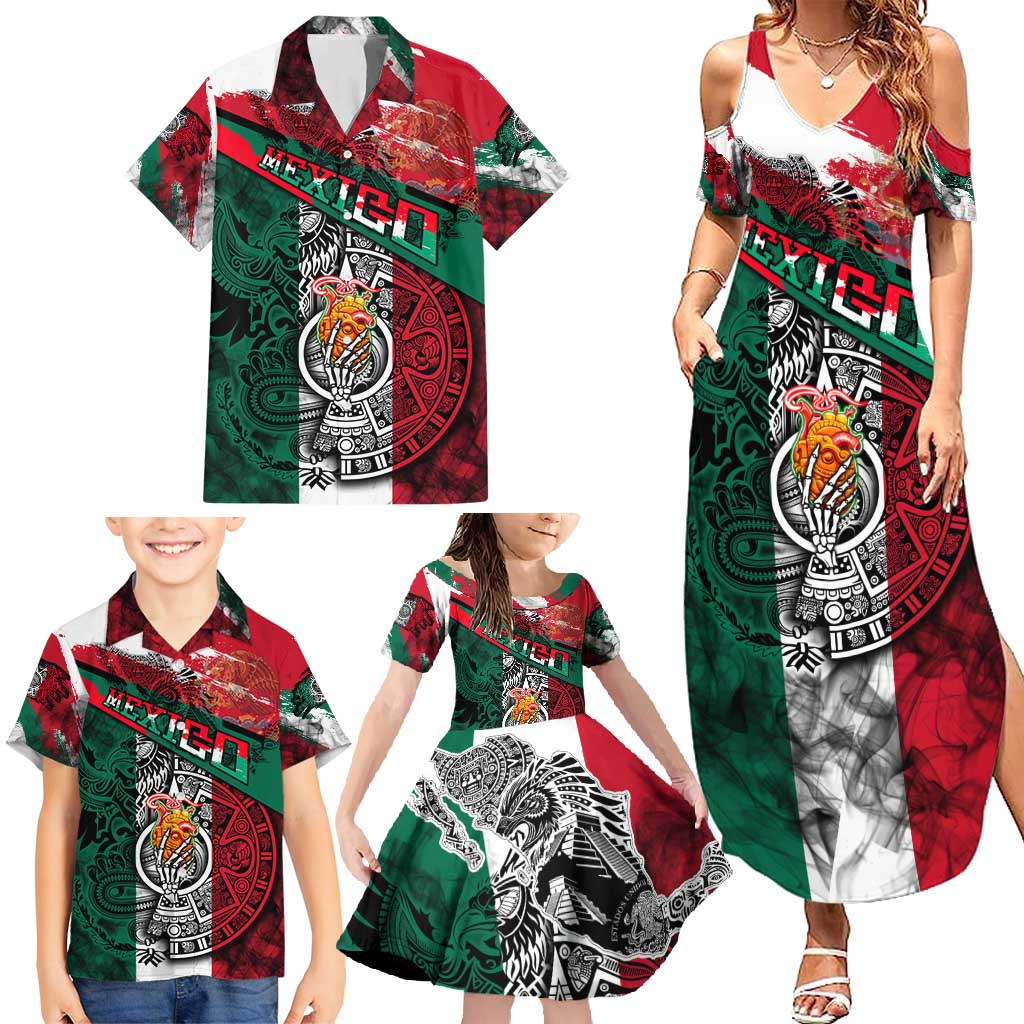 My Home My Blood Mexico Family Matching Summer Maxi Dress and Hawaiian Shirt Mexican Map Aztec