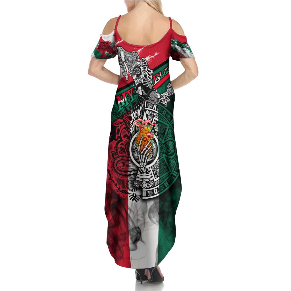 My Home My Blood Mexico Family Matching Summer Maxi Dress and Hawaiian Shirt Mexican Map Aztec
