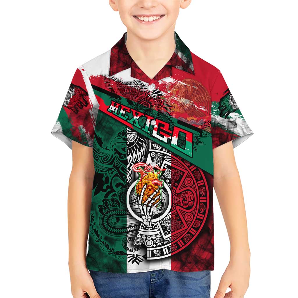 My Home My Blood Mexico Kid Hawaiian Shirt Mexican Map Aztec
