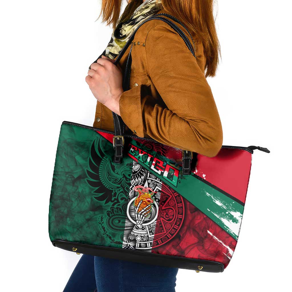 My Home My Blood Mexico Leather Tote Bag Mexican Map Aztec