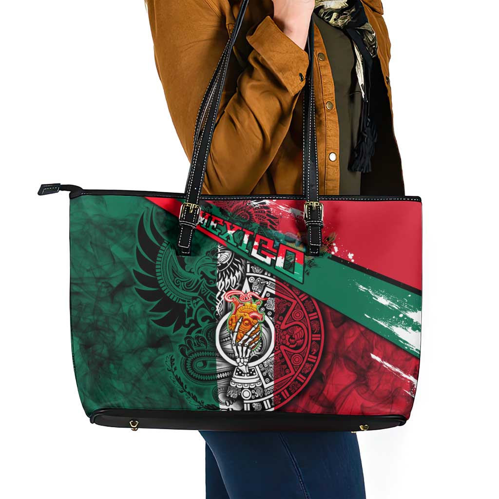 My Home My Blood Mexico Leather Tote Bag Mexican Map Aztec