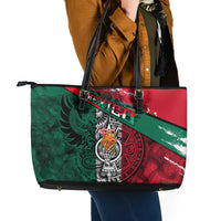 My Home My Blood Mexico Leather Tote Bag Mexican Map Aztec