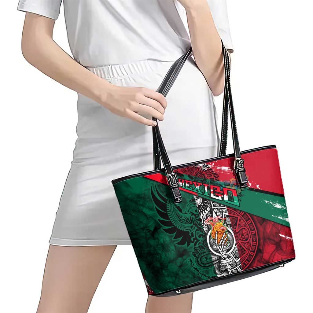 My Home My Blood Mexico Leather Tote Bag Mexican Map Aztec