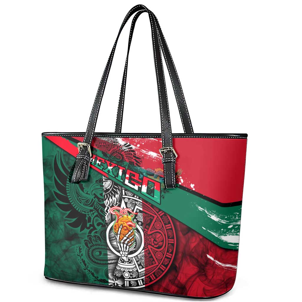 My Home My Blood Mexico Leather Tote Bag Mexican Map Aztec