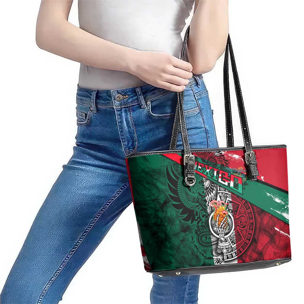 My Home My Blood Mexico Leather Tote Bag Mexican Map Aztec