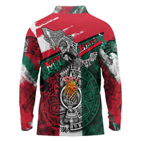 My Home My Blood Mexico Long Sleeve Polo Shirt Mexican Map Aztec