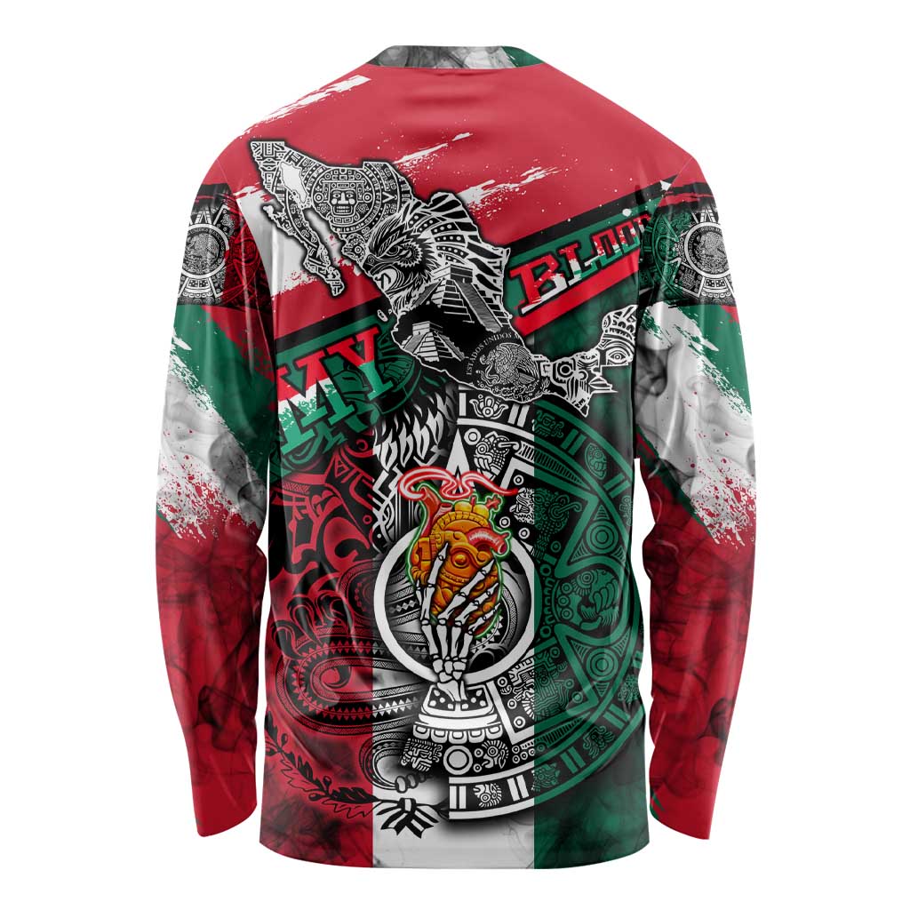 My Home My Blood Mexico Long Sleeve Shirt Mexican Map Aztec
