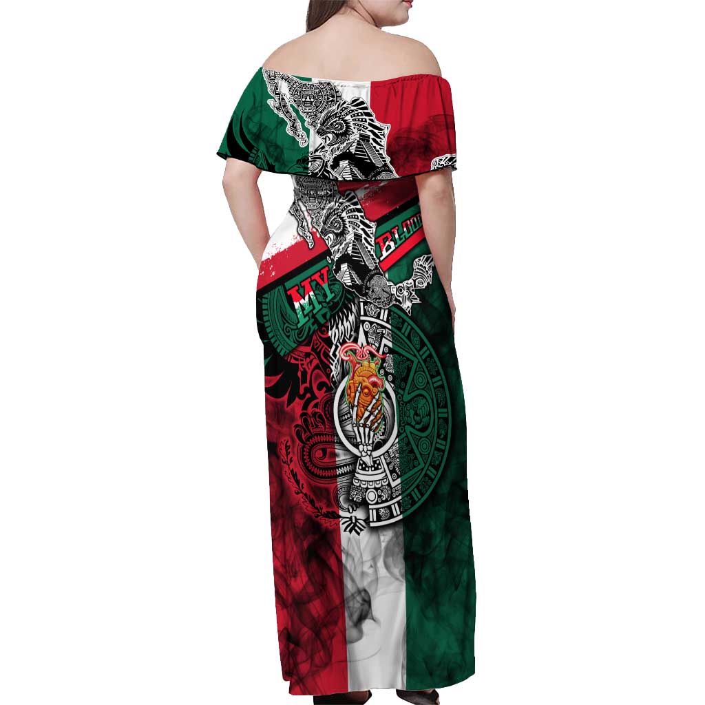 My Home My Blood Mexico Off Shoulder Maxi Dress Mexican Map Aztec