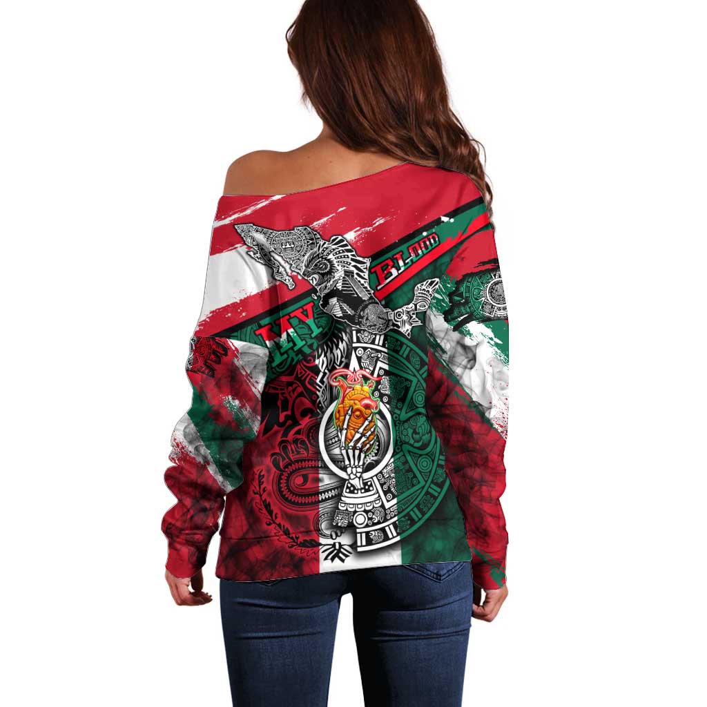My Home My Blood Mexico Off Shoulder Sweater Mexican Map Aztec