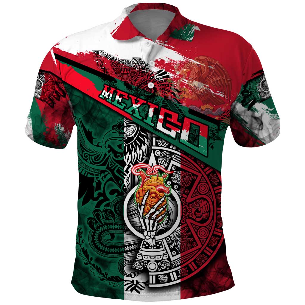 My Home My Blood Mexico Polo Shirt Mexican Map Aztec