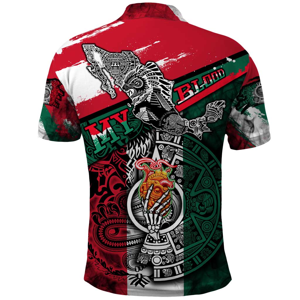 My Home My Blood Mexico Polo Shirt Mexican Map Aztec