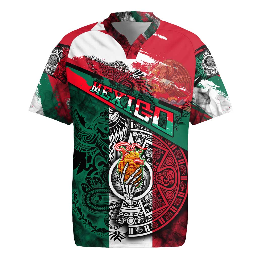 My Home My Blood Mexico Rugby Jersey Mexican Map Aztec
