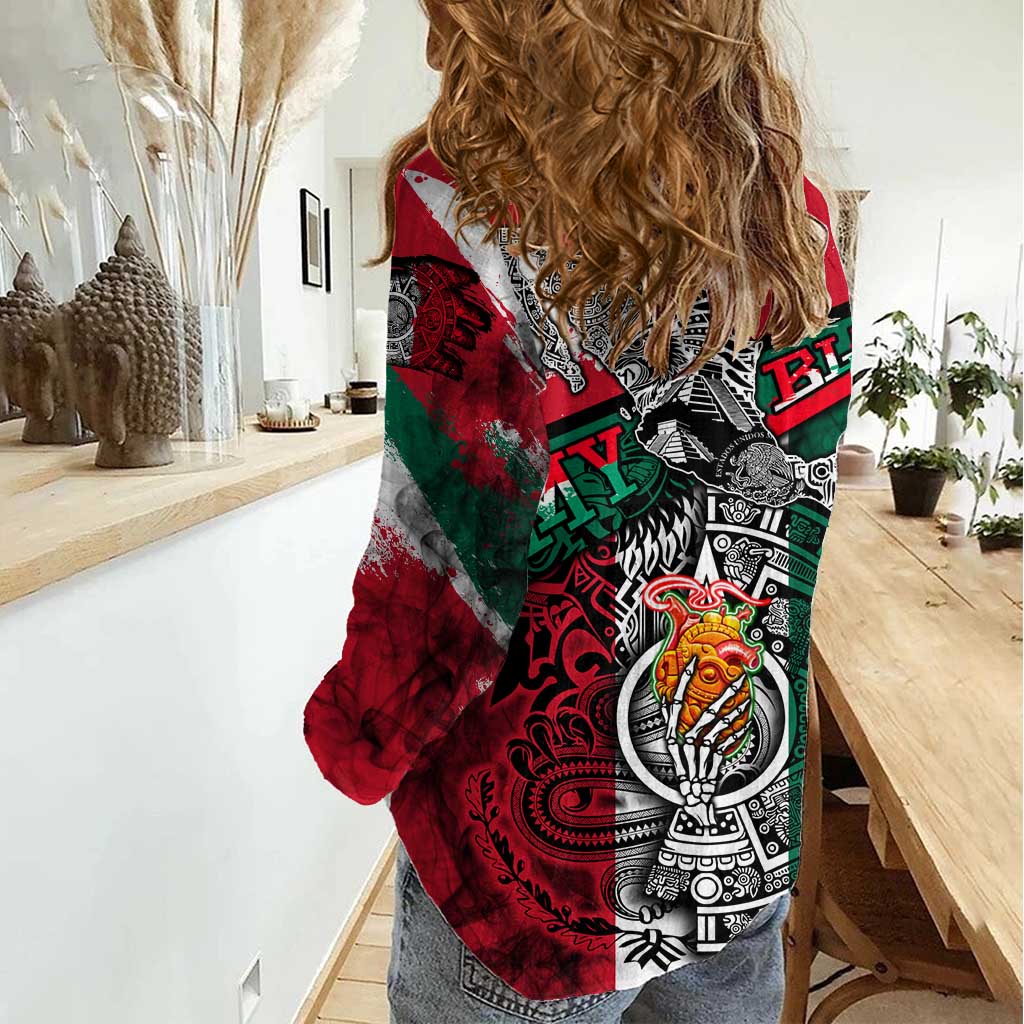 My Home My Blood Mexico Women Casual Shirt Mexican Map Aztec