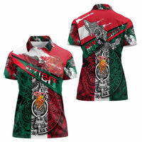 My Home My Blood Mexico Women Polo Shirt Mexican Map Aztec