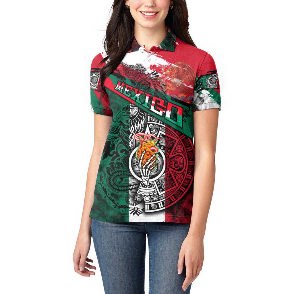 My Home My Blood Mexico Women Polo Shirt Mexican Map Aztec