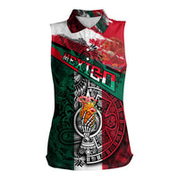 My Home My Blood Mexico Women Sleeveless Polo Shirt Mexican Map Aztec