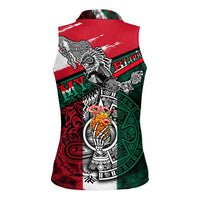 My Home My Blood Mexico Women Sleeveless Polo Shirt Mexican Map Aztec