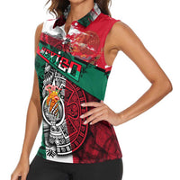 My Home My Blood Mexico Women Sleeveless Polo Shirt Mexican Map Aztec