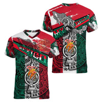 My Home My Blood Mexico Women V-Neck T-Shirt Mexican Map Aztec