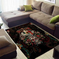 Mexico Sugar Skull Area Rug Tattoo Art Mexican Flag