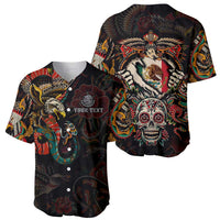 Mexico Sugar Skull Baseball Jersey Tattoo Art Mexican Flag